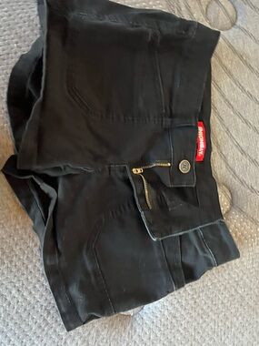 UNIONBAY Black Denim Shorts with Red Logo Tab